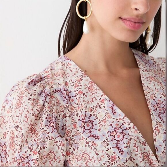 J.CrewPuff-sleeve V-neck top in Ratti paisley garden NWT - Picture 16 of 16